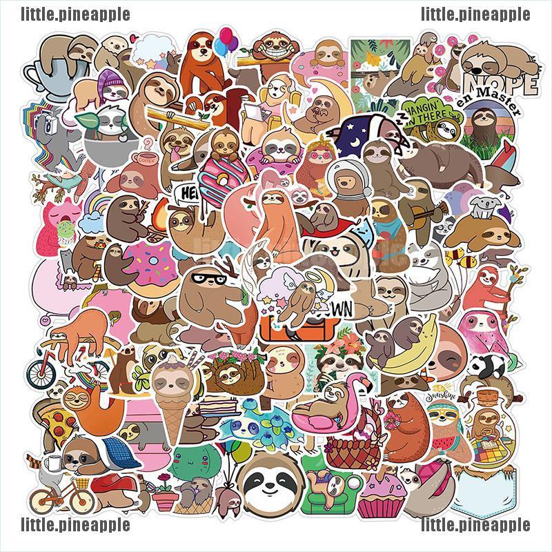 [Pine] 100Pcs Cute Sloth Animal Sticker For DIY Water Bottle Bicycle Skateboard