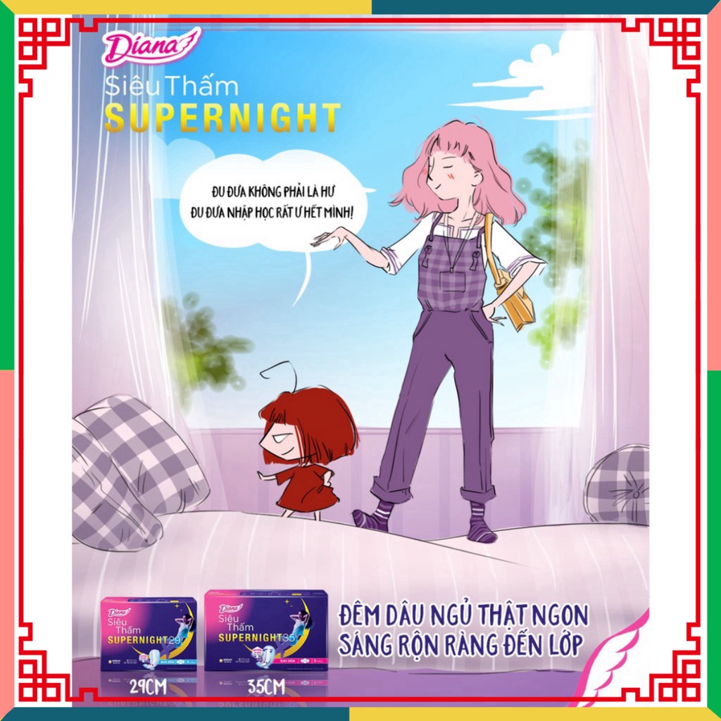Băng dọn dẹp vệ sinh Diana siêu thấm Supernight 29cm 12 miếng/gói ( Đại lý Ngọc Toản)