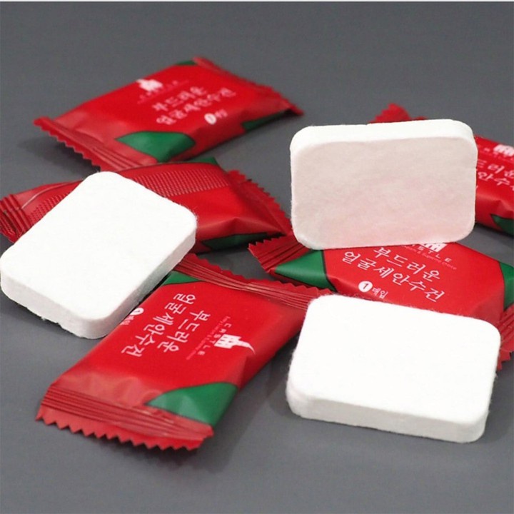 Khăn giấy nén rửa mặt dạng viên kẹo hàn quốc, khăn nén ướt dạng viên