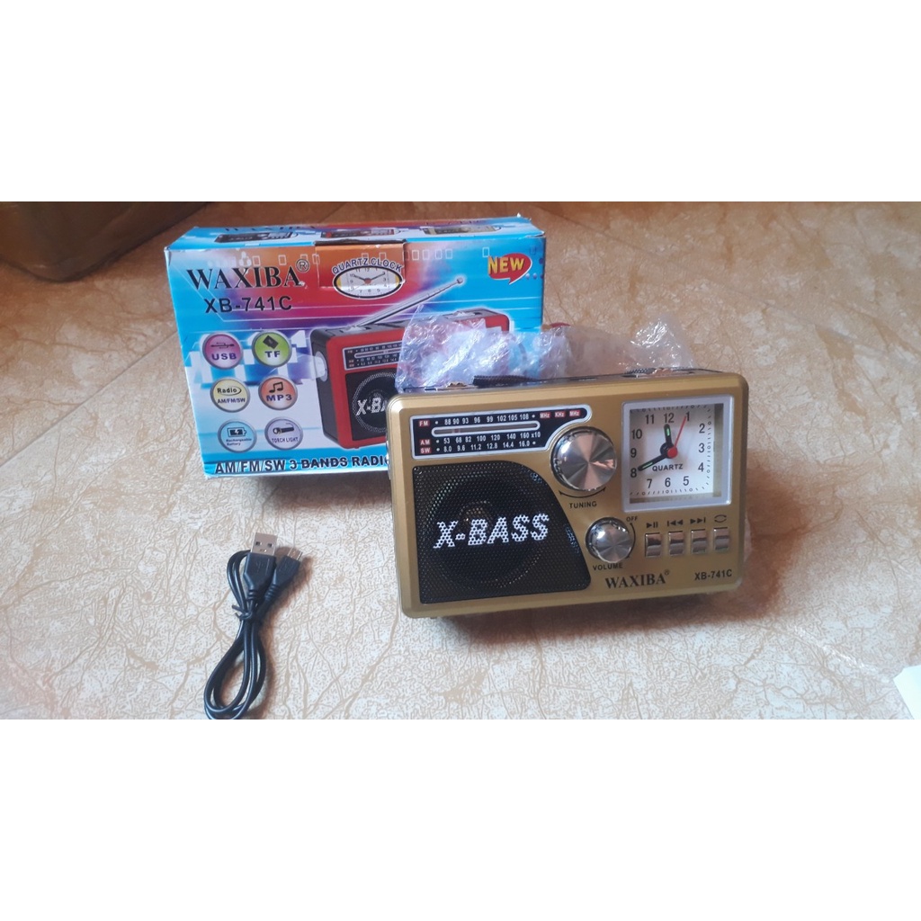 Đài Radio Siêu Phẩm Đồng Hồ WAXIBA XB-741C - Hỗ Trợ Thẻ Nhớ.USB.Đèn Pin.Loa Phát To - Hàng Bảo Hành 06 Tháng