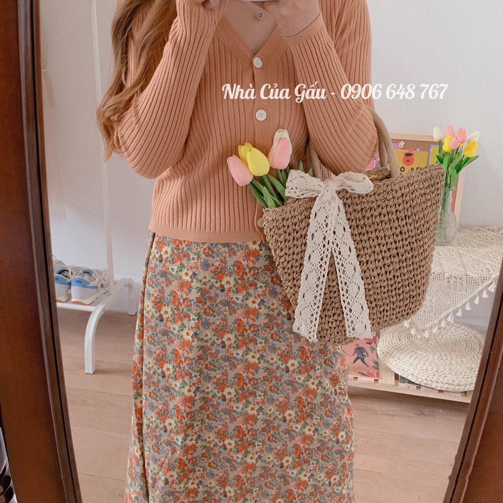 Túi cói dây nơ cực xinh về đủ 3 màu chanh sả