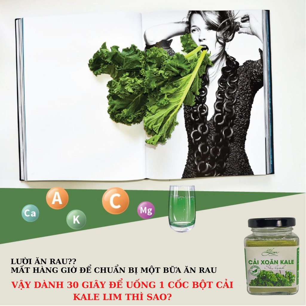 Bột Cải Xoăn Kale Sấy Lạnh LimFarm Nguyên Chất 100% Hũ 150Gram