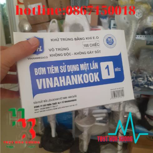 Ống tiêm 1cc - Bơm kim tiêm 1ml sử dụng 1 lần VINAHANKOOK