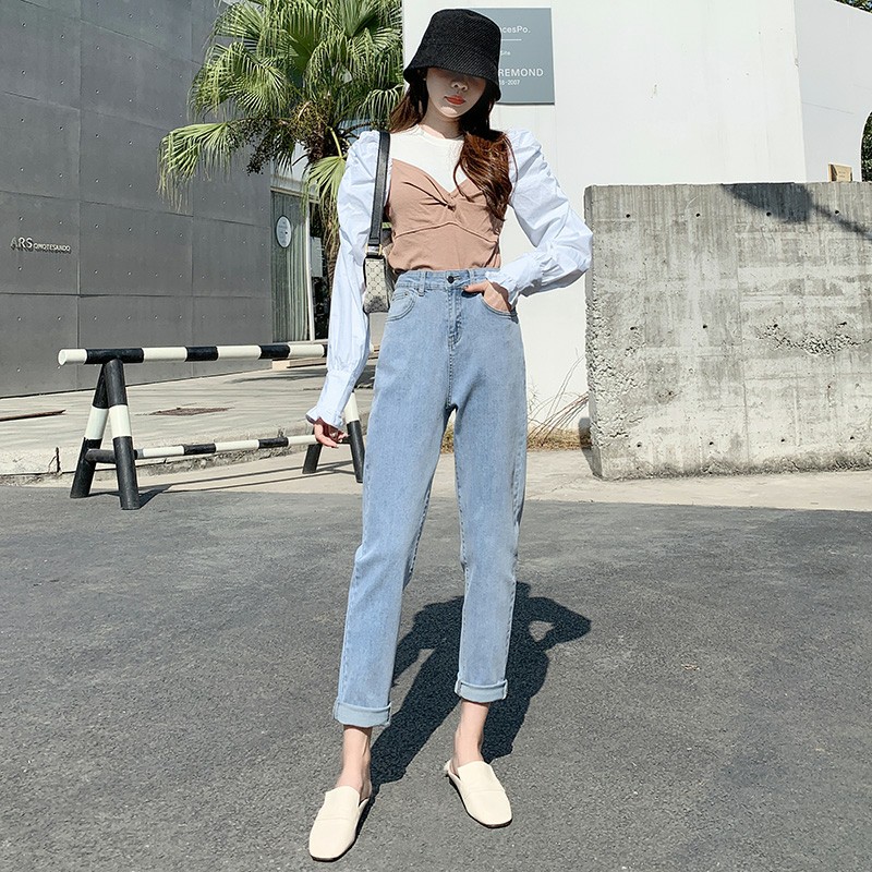 Quần Baggy - quần baggy jean xanh bạc trơn
