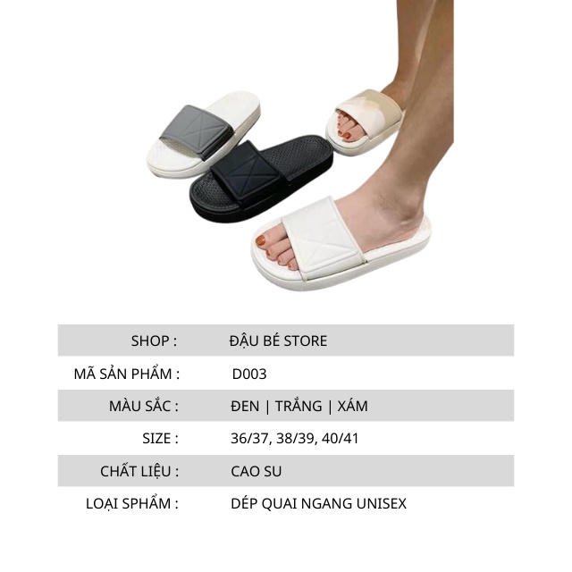 Dép quai ngang Unisex đế bằng nhiều màu siêu êm chống trơn trượt - DAUBE - D003