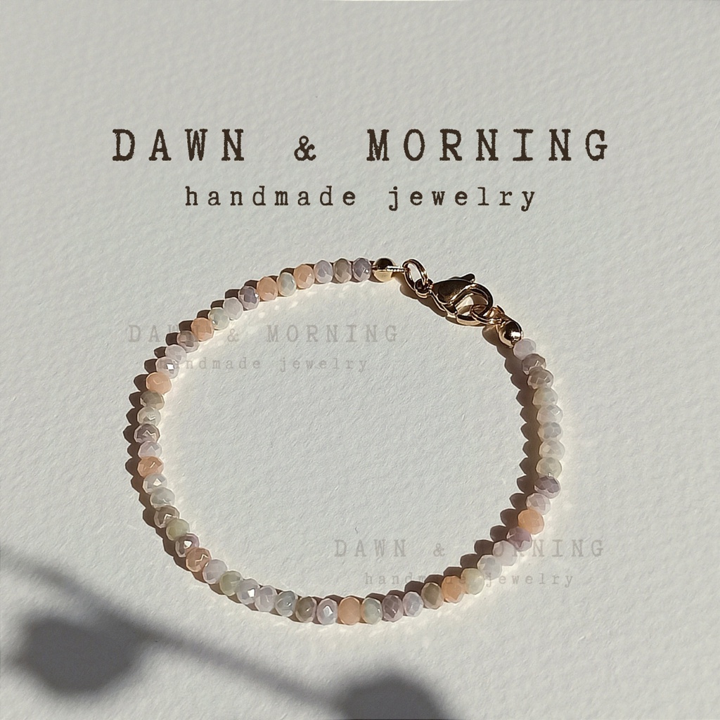 Kem nude ~3mm phối màu - Vòng tay nữ hạt pha lê phối màu phong cách tối giản, gam màu trung tính, thanh lịch