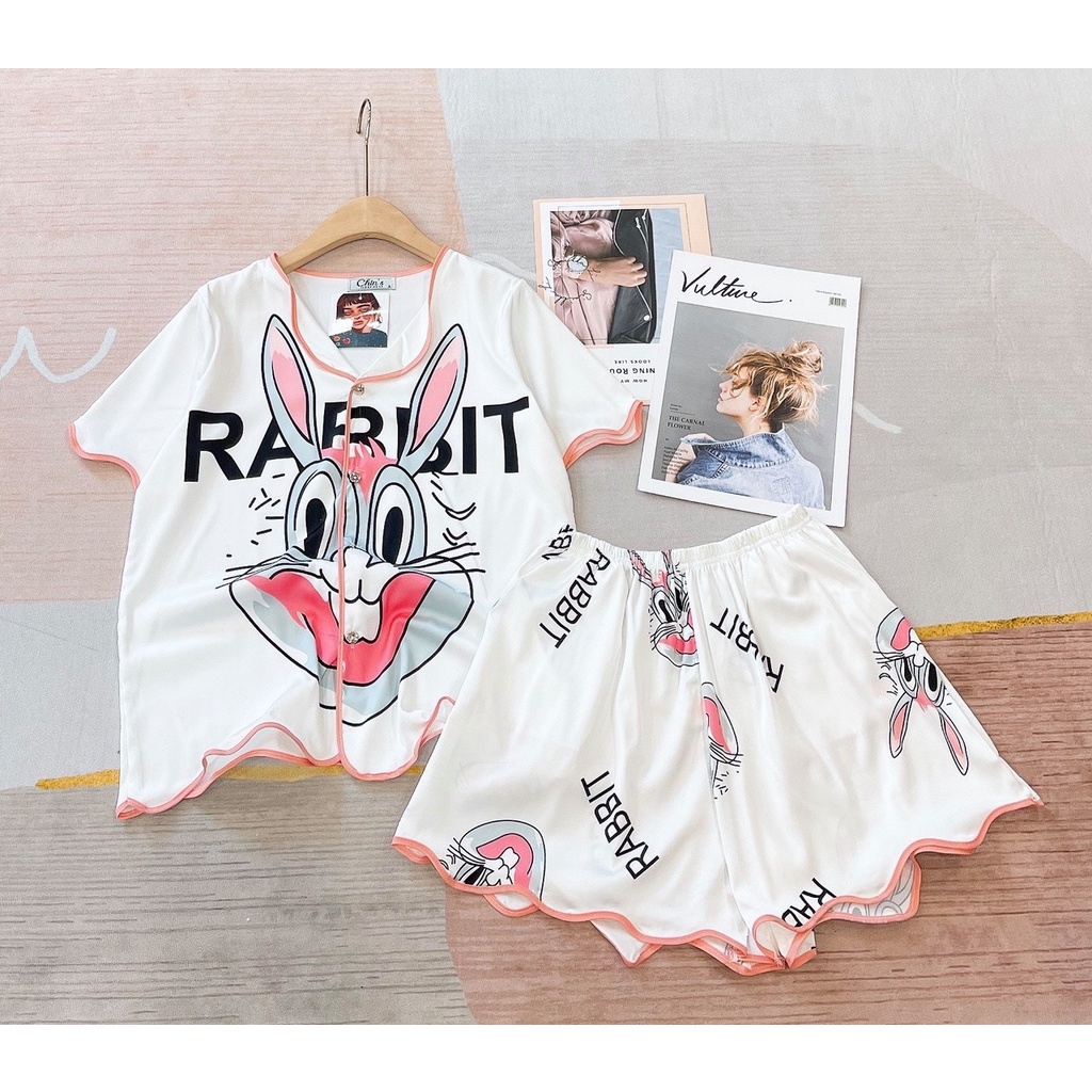 Đồ bộ nữ mặc nhà FM Style chất lụa xuất xịn thiết kế thoãi mái dễ thương mát mẻ họa tiết gợn sóng 210811001 | BigBuy360 - bigbuy360.vn