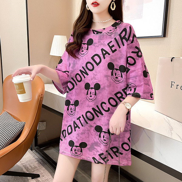 Áo thun tay ngắn in hình chuột Mickey trẻ trung thời trang 2021 cho nữ