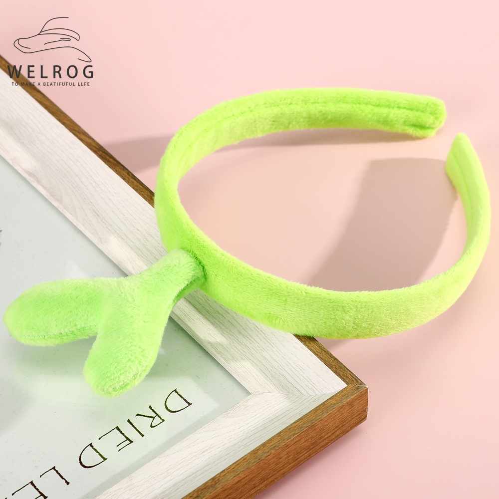 Băng đô hình mầm đậu phủ lông màu xanh lá dễ thương cho bé gái