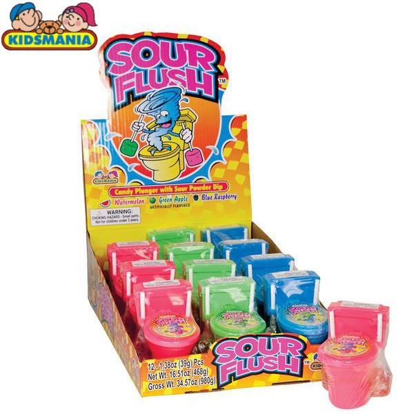 ( Bán sỉ ) Lốc 12c Kẹo mút bồn cầu Kidsmania Sour Flush 39gr