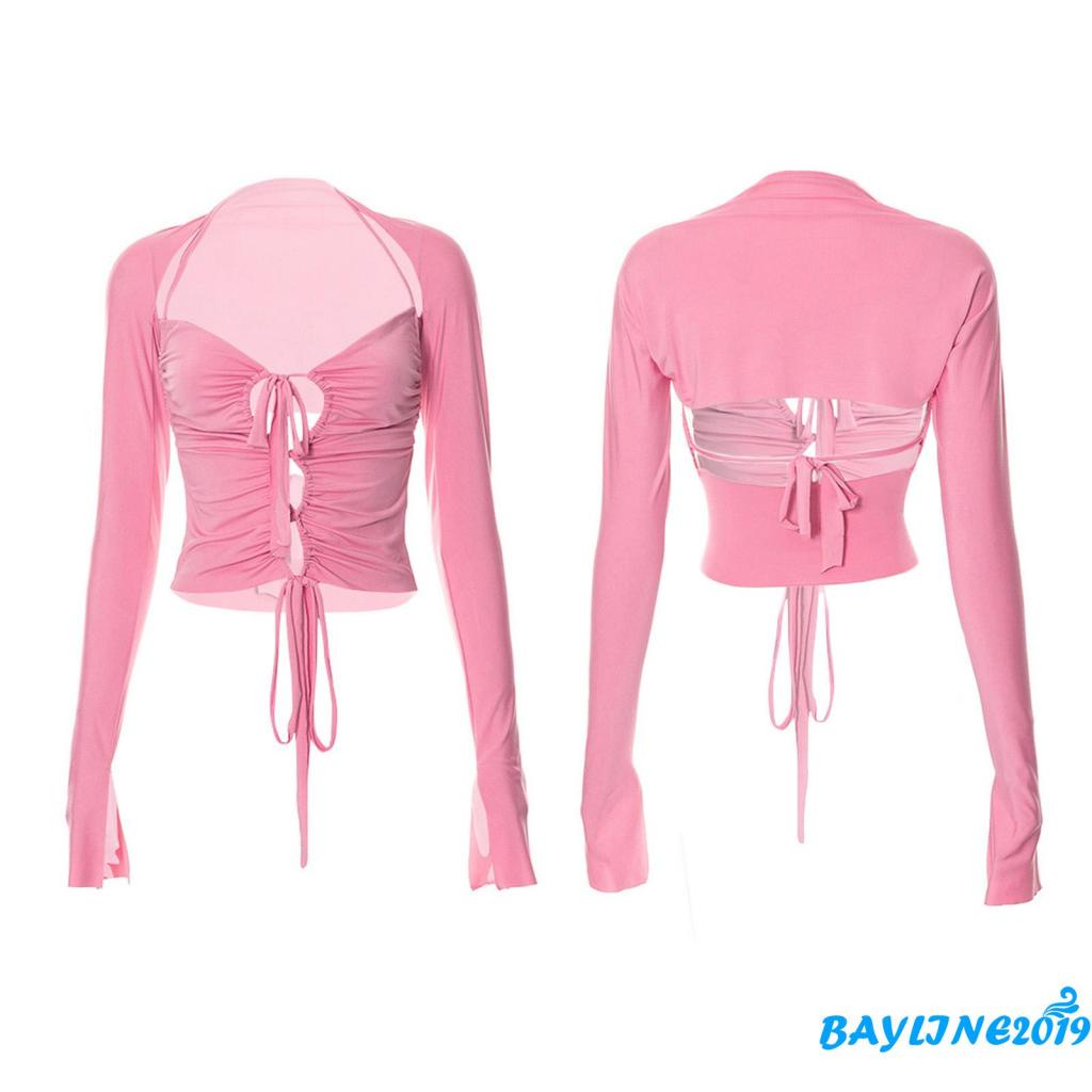 Set Áo Tank Top Hai Dây + Áo Khoác Tay Dài Màu Sắc Thời Trang Dành Cho Nữ