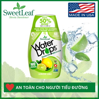 Đường ăn kiêng cỏ ngọt Stevia điều vị hương chanh 48ml - Sweetleaf Waterdrops Tự Nhiên - 0 Calories - xuất xứ Mỹ