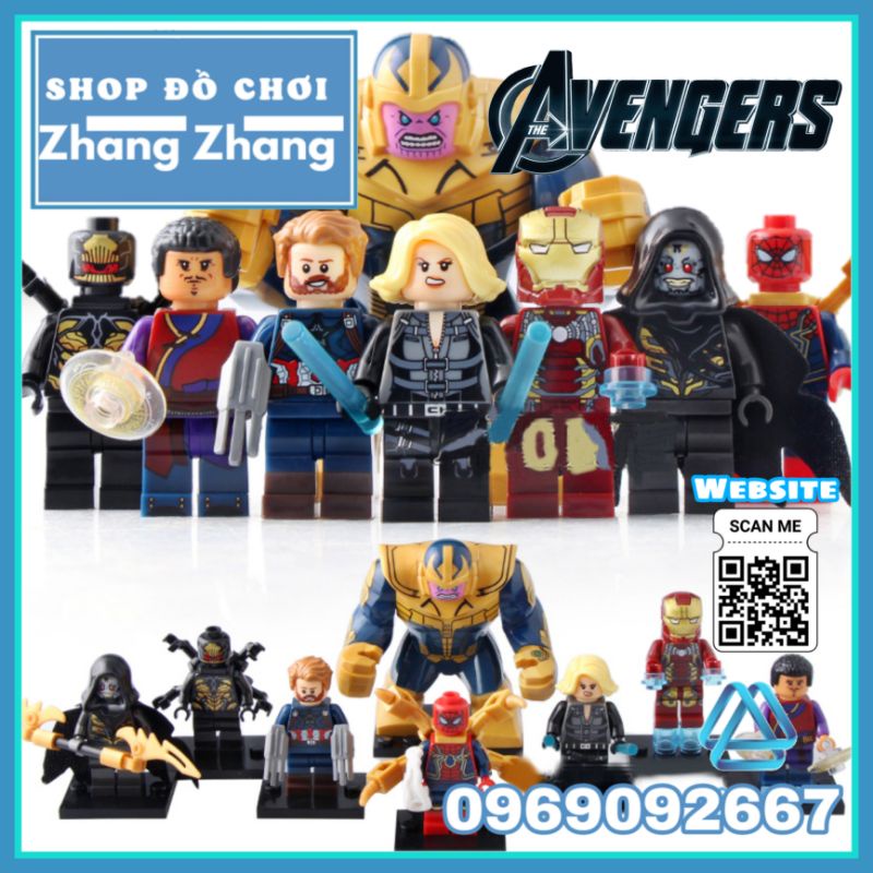 Đồ chơi Xếp hình Avengers Infinity Thanos Iron Man Corvus Glaive Captain America Outrider Wong Minifigures Xinh X0186