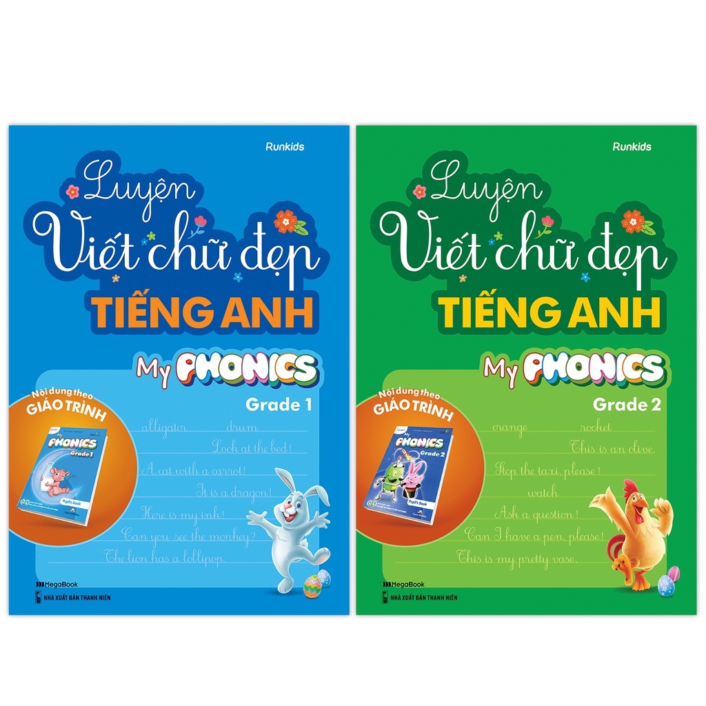 Sách Combo Luyện viết chữ đẹp tiếng Anh My Phonics Grade 1, 2