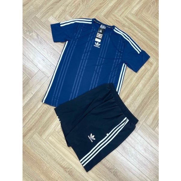 Bộ short nam cộc hè,bộ thể thao nam 3 sọc cổ tròn ép Vân cao tần chất mát, mềm mịn, mặc cực thời trang, chuẩn soái ca