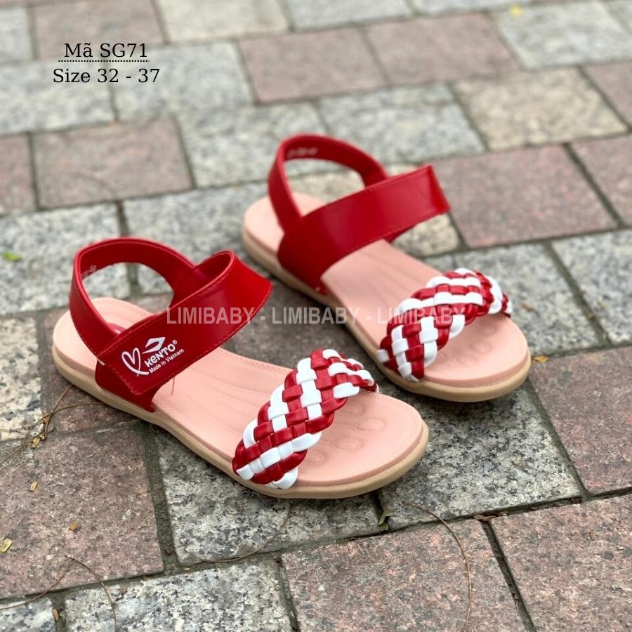 Sandal bé gái Kento quai ngang đỏ xinh xắn quai hậu cho bé gái 6 - 12 tuổi phong cách Hàn Quốc SG71