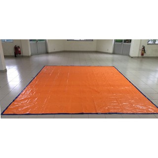 Tấm bạt may sẵn kích thước 3x4m, màu xanh - cam, loại dày