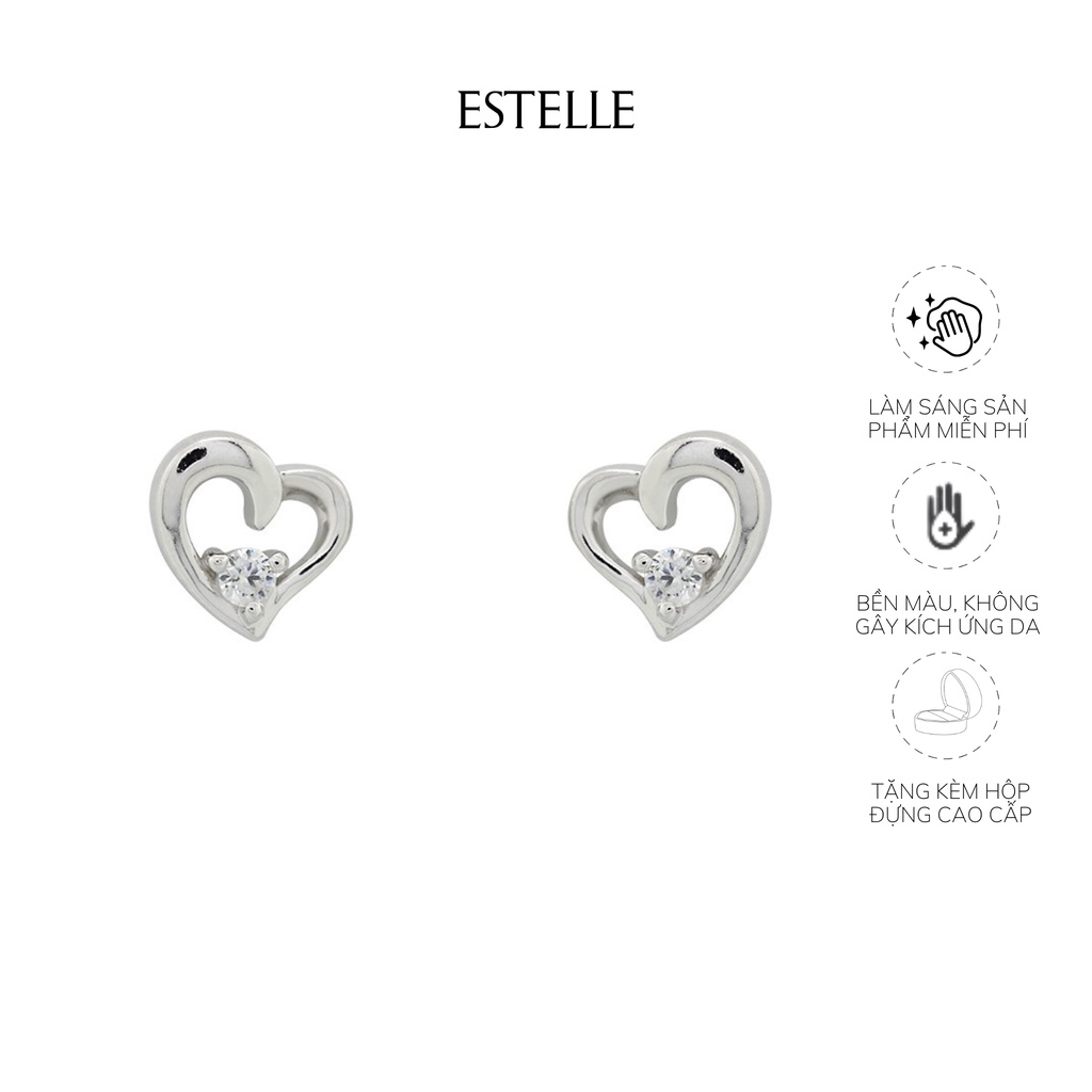 Khuyên tai bạc họa tiết trái tim ESTELLE