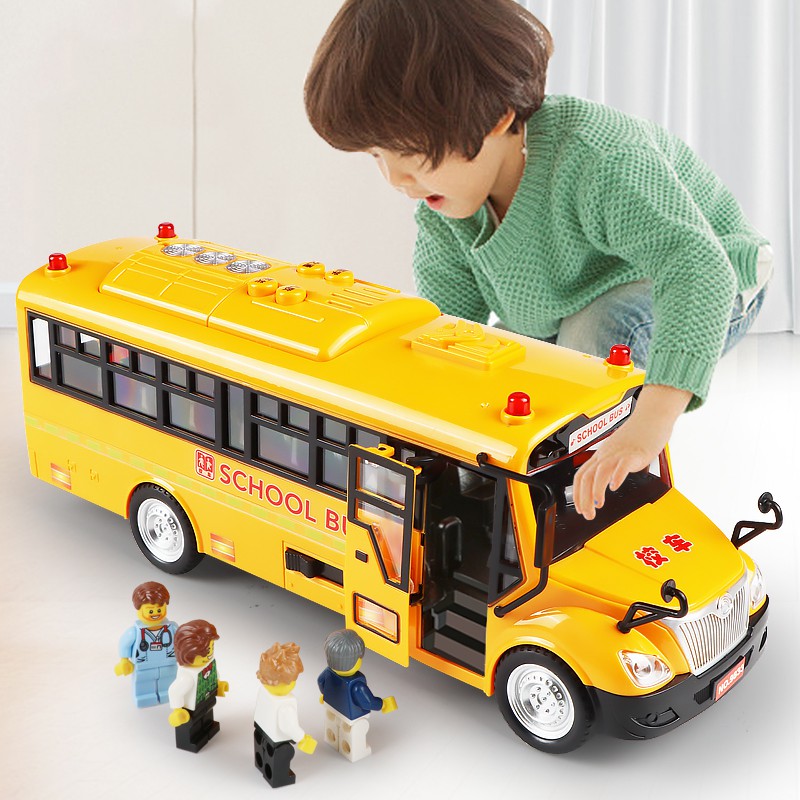 Đồ Chơi Ô Tô Xe Buýt School Bus Cho Trẻ Em Mở Các Cửa, Có Đèn, Âm Thanh Và Hành Khách