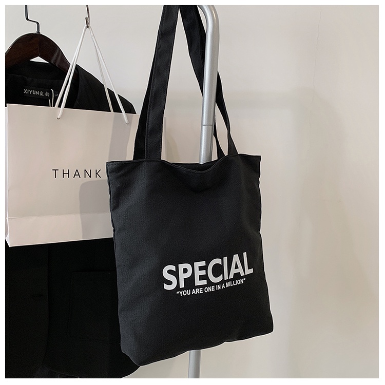 Túi tote vải canvas bag đẹp đeo vai có khóa cho bạn nữ đi học đi làm thời trang hàn quốc
