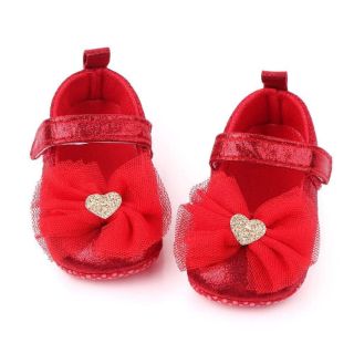 Combo Giày tập đi nhũ nơ trái tim xinh xắn