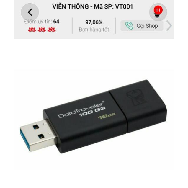 [ Free_Ship ] USB 3.0 KINGSTON DATA TRAVELER 100 G3