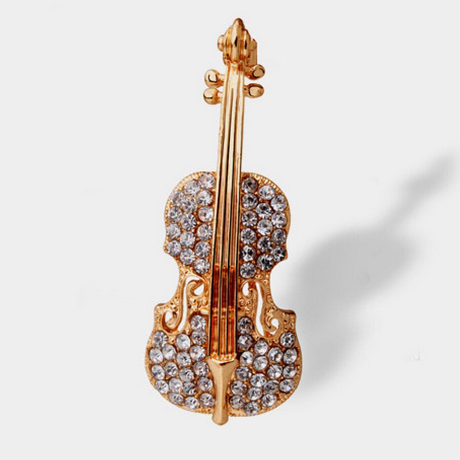 Ghim Cài Áo Hình Đàn Guitar Đính Đá Thời Trang