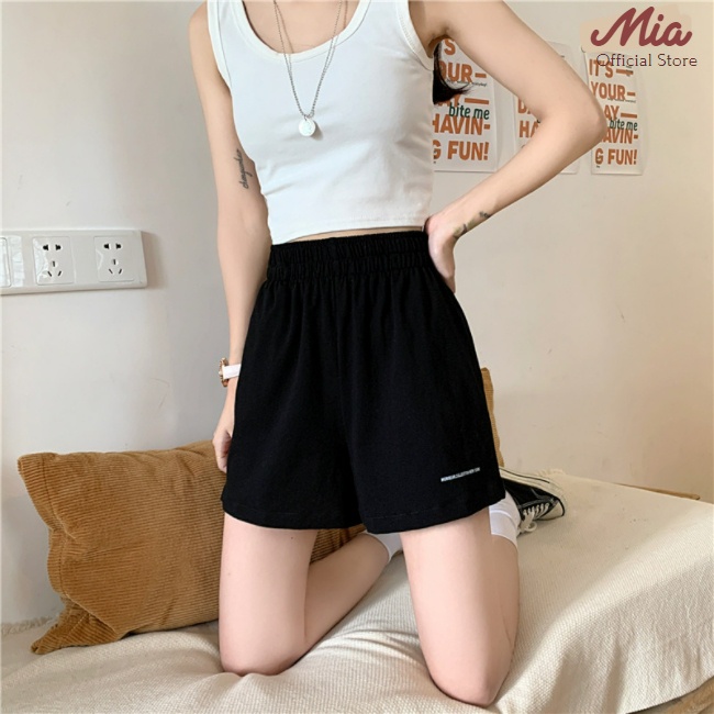 Quần short nữ, quần đùi nữ thêu vải đũi mát - Mia Store