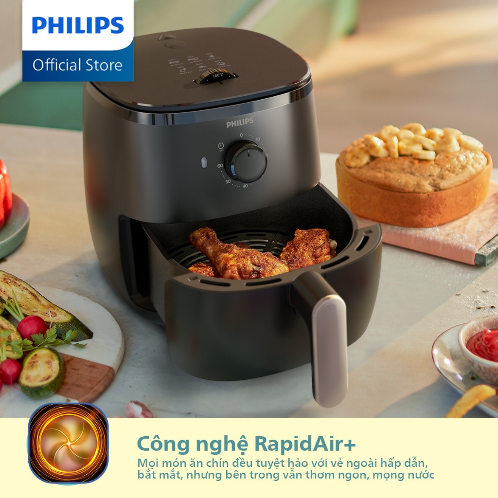 Nồi Chiên Không Dầu Philips HD9100/80 |1500W | 3.7lít- Hàng Chính Hãng