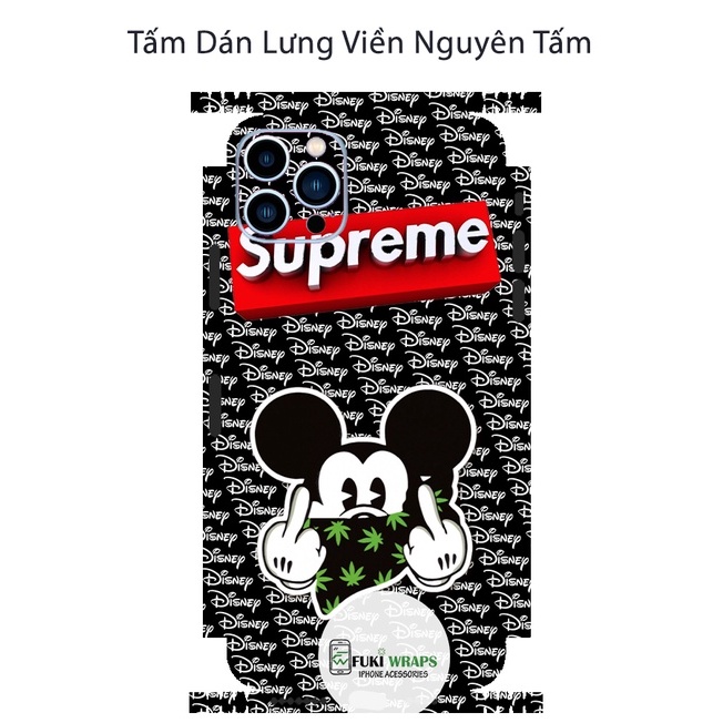 Tấm dán Skin Mặt Sau Micky FULL VIỀN Dành Cho 13prm , 12prm , 11prm , x , xsm , ip11 , ip12 , ip13 - FukiShop