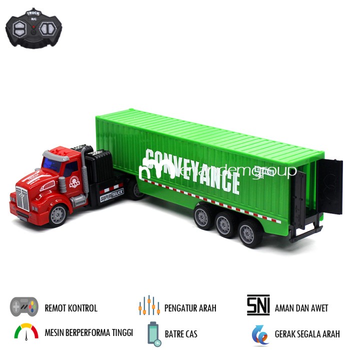 Xe Container Điều Khiển Từ Xa Màu Xanh Lá Cây Và Phụ Kiện