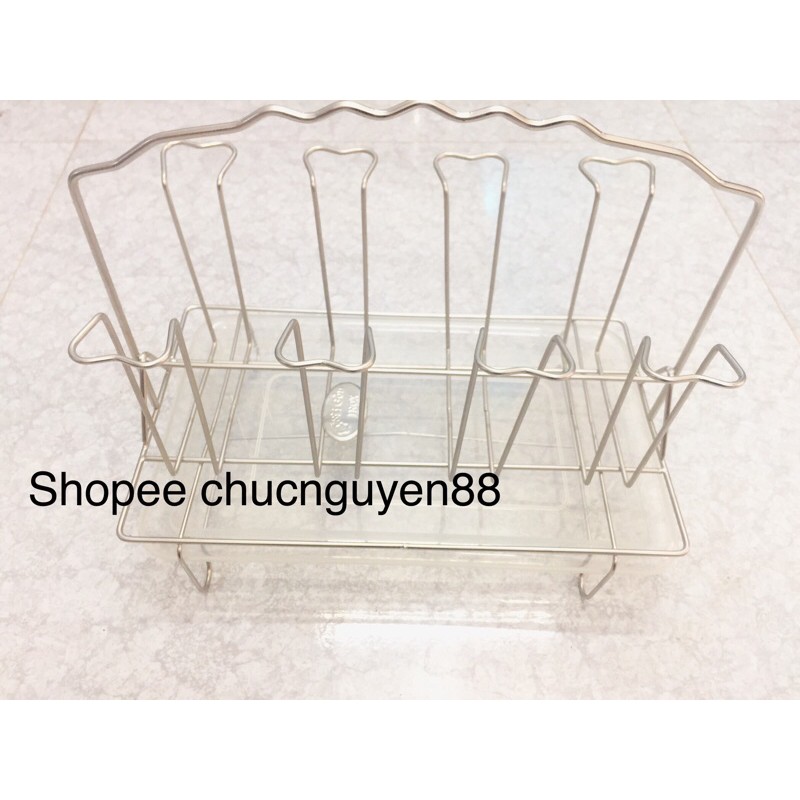 Kệ úp cốc ly inox cao cấp có khay hứng nước tiện dụng(loại úp 8 cốc)_100%inox