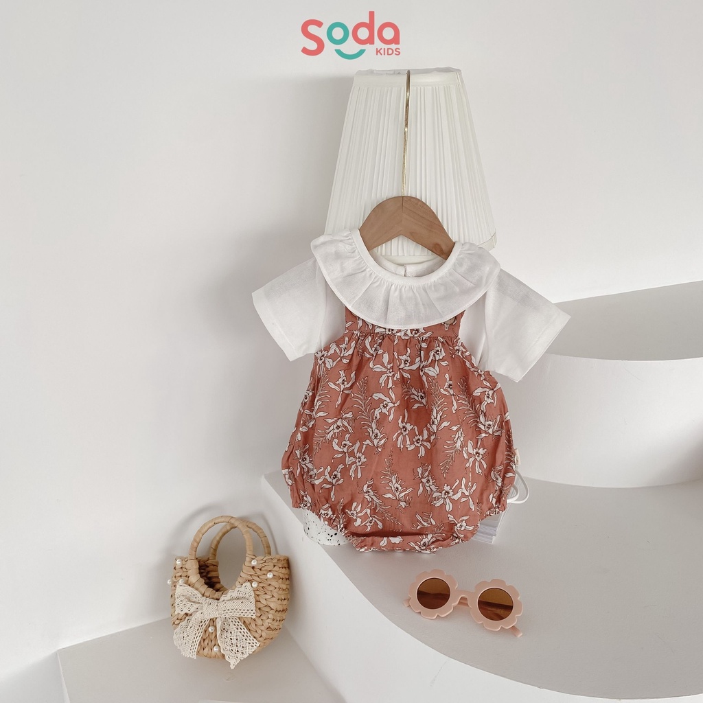 Yếm bé gái SODA KIDS thiết kế cài cúc gỗ, chất liệu xô Hàn vintage mềm và mát