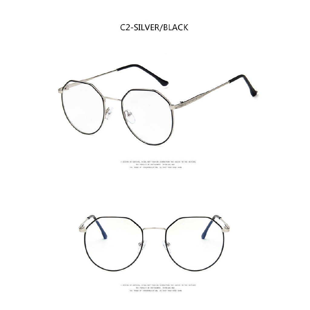 Kính cận gọng kim loại không đồng đều thời trang retro Hàn Quốc