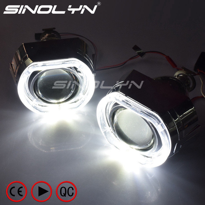 Bộ đèn pha bóng LED Sinolyn Angel Eyes Bi Xenon H4 H7 DRL Devil 2.5inch cho xe hơi sử dụng H1 HID (có bán lẻ)