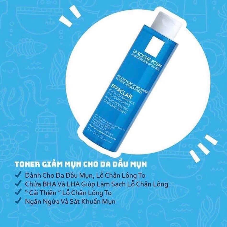 Nước Hoa Hồng La Roche-Posay Effaclar Lotion 200ml Giảm Dầu Mụn Chuẩn Chính Hãng Nội Đia Pháp