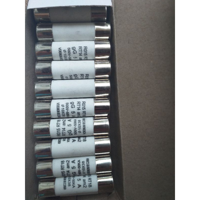 Cầu chì sứ công nghiệp 5A - Cầu chì kính 10x38 5A