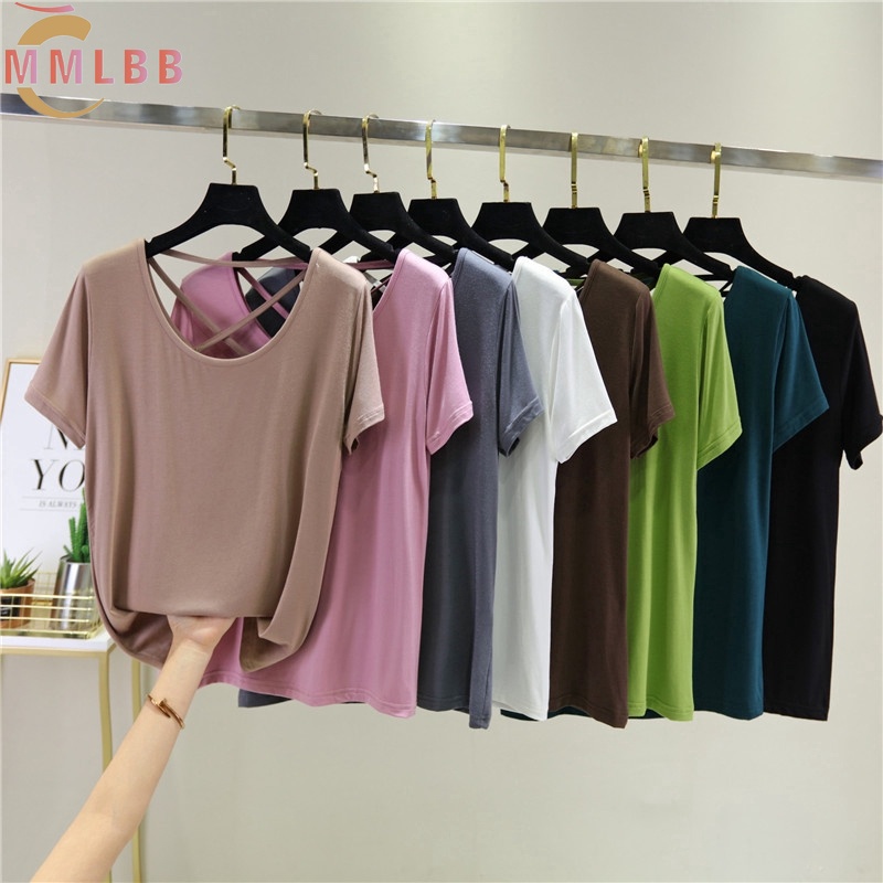 Áo Thun Trơn Tay Ngắn Dáng Rộng Thời Trang Mùa Hè Cho Nữ Size M-2XL
