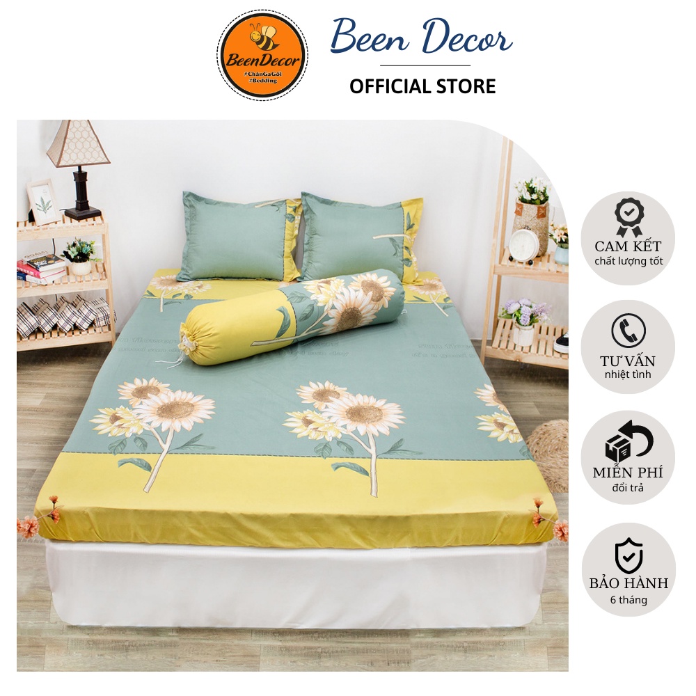 Bộ Ga Gối Poly Ga trải giường | Bộ Drap giường Hoa Hướng Dương ( 1 ga + 2 vỏ áo gối ) - ZingZingMart
