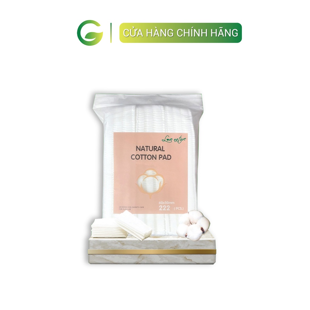 Bông tẩy trang 222 miếng Natural Cotton Pads 3 lớp chất lượng cao 100% cotton tự nhiên Love Nature Goldenlife