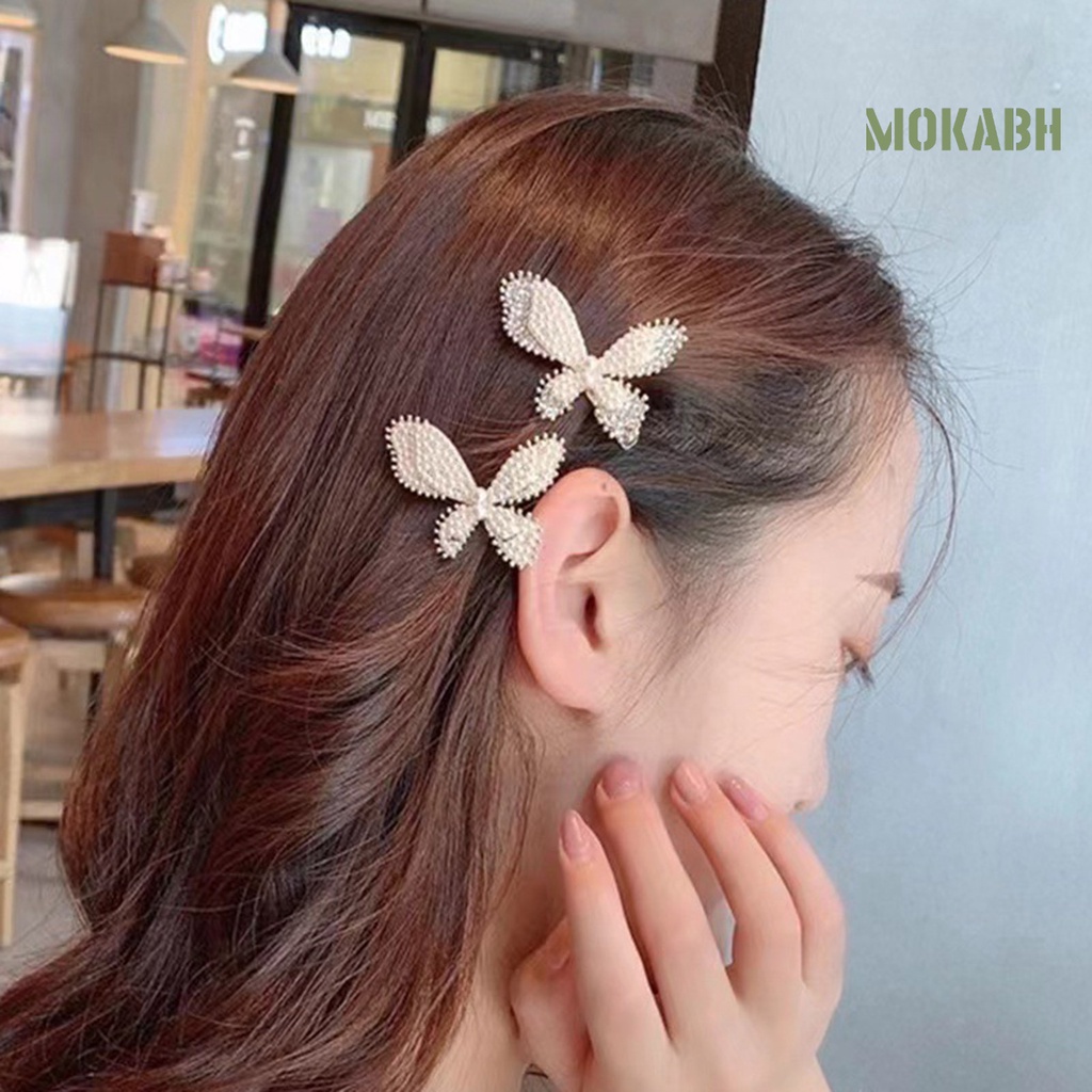 Kẹp Tóc Hình Nơ Đính Ngọc Trai Giả Lấp Lánh