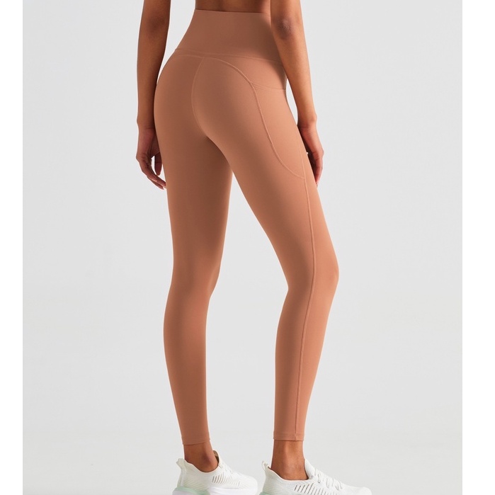 Quần legging HOPPE FUMENG dài có túi bên hông phong cách thể thao dành cho nữ