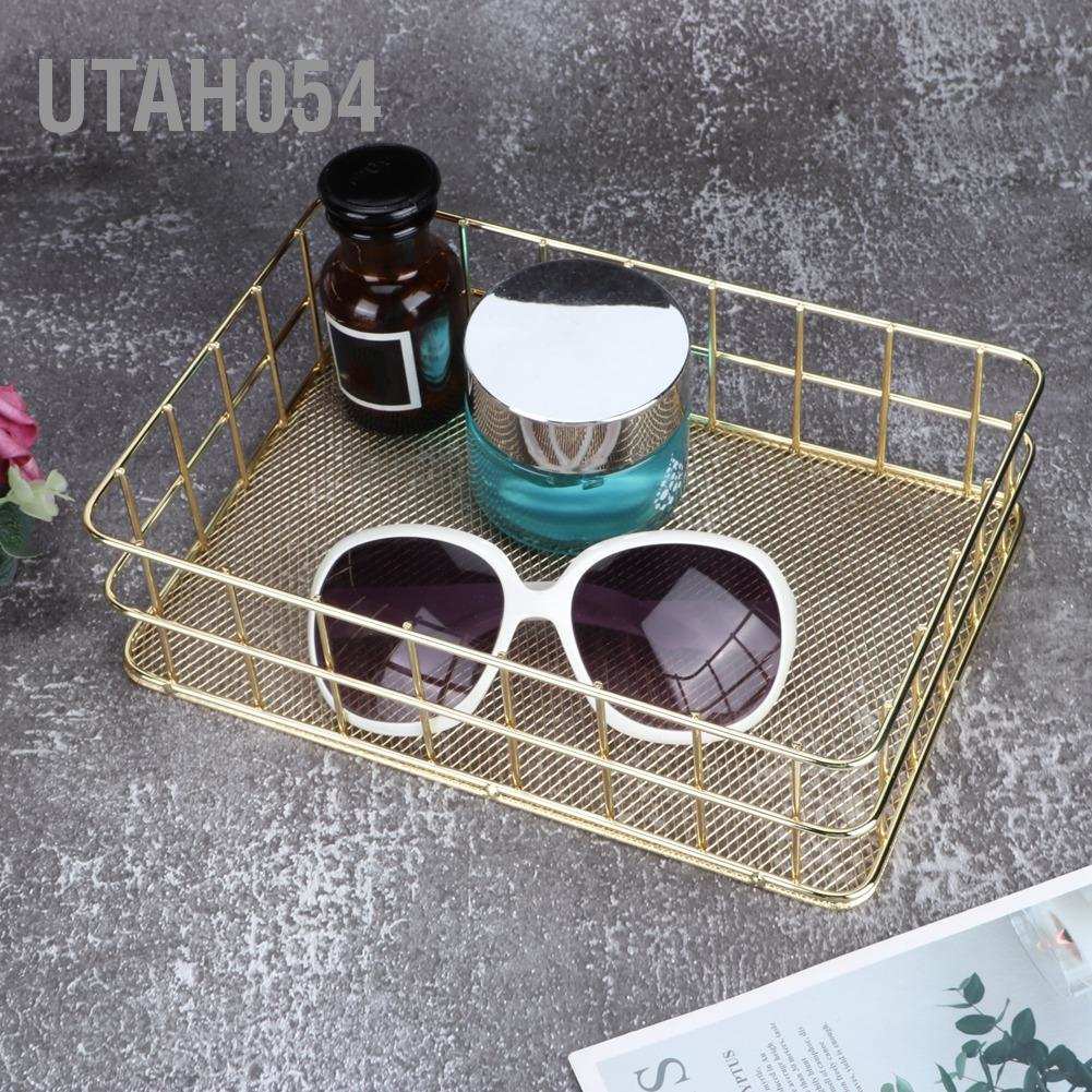 [Hàng Sẵn] Giỏ đựng đồ bằng sắt màu vàng đa chức năng sắp xếp bàn gọn gàng cho gia đình【Utah054】