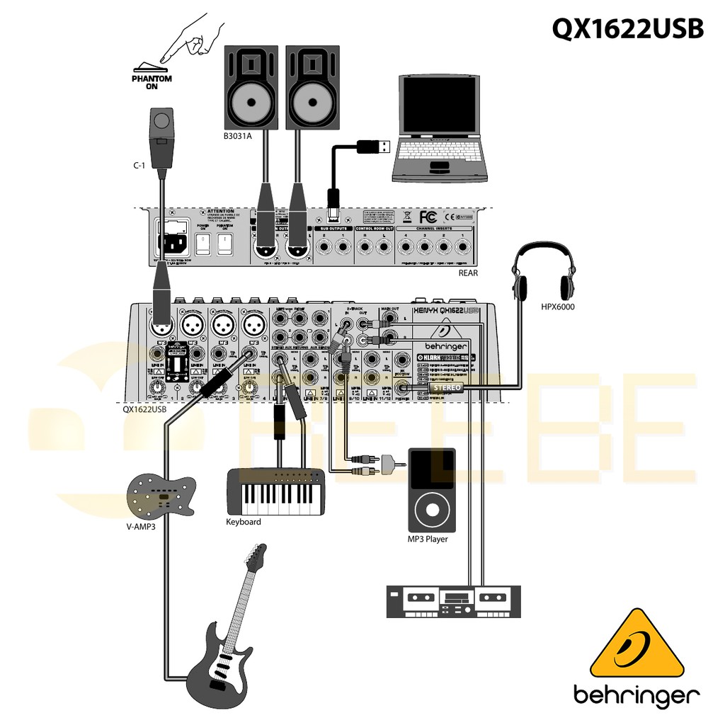 Behringer Xenyx QX1622USB - Mixer USB Chuyên Nghiệp 16 Cổng Cho Phòng Thu và Sân Khấu Biểu Diễn