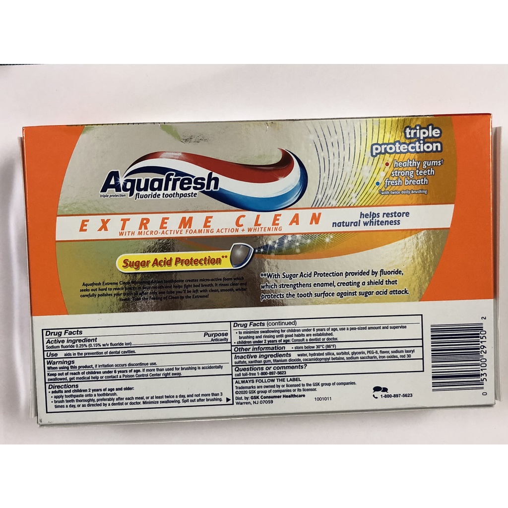 Kem Đánh Răng Aquafresh Extreme Clean Whitening Action 158.7g - Mỹ