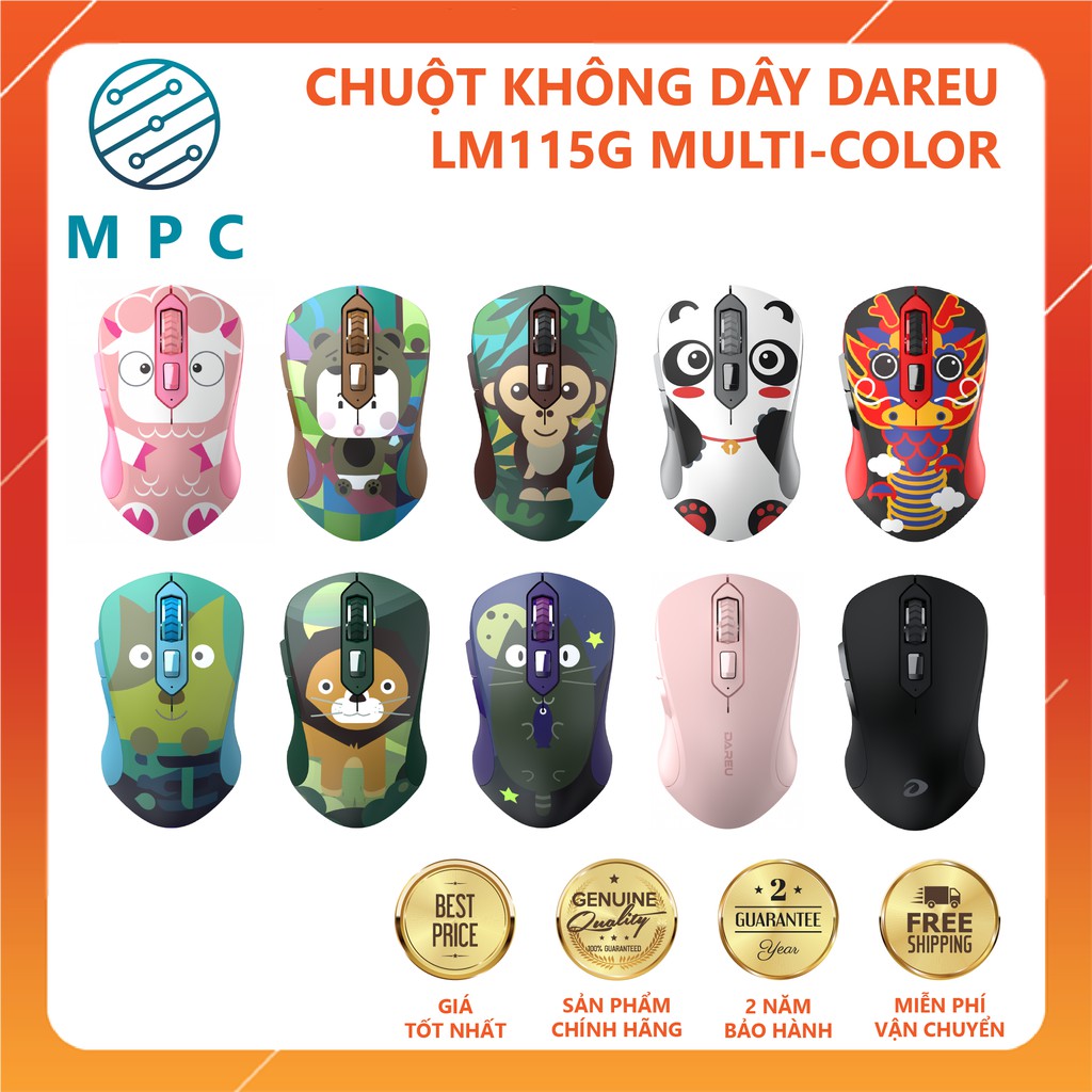 Chuột không dây DAREU LM115G Multi-Color - Chính hãng Mai Hoàng - Bảo hành 24 tháng