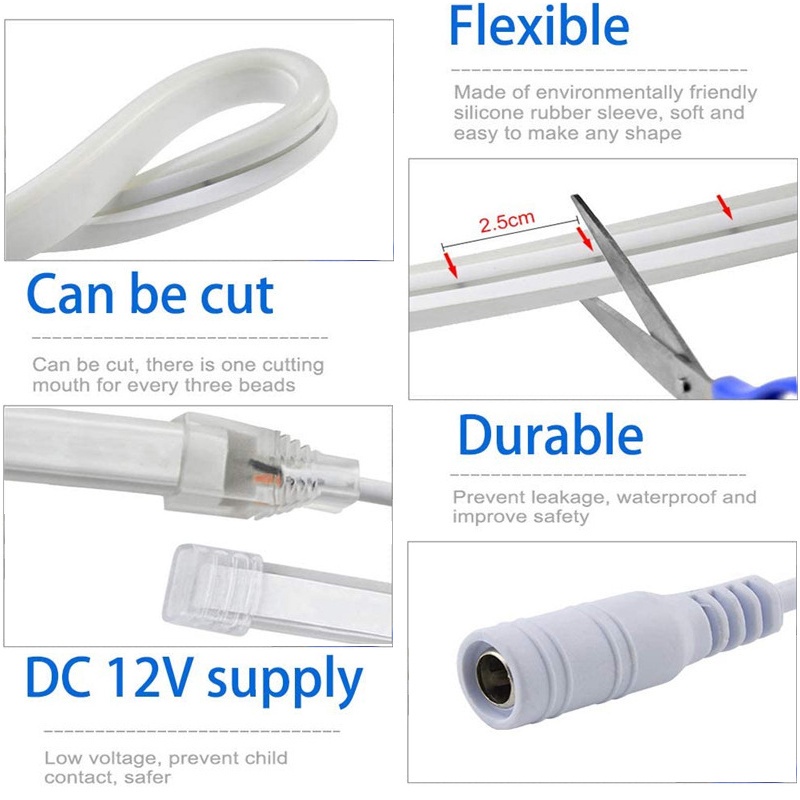 Dây Đèn Led 5M 600 Bóng Bằng Silicon Chống Nước IP67 DC12V Trang Trí Tiệc Ngoài Trời