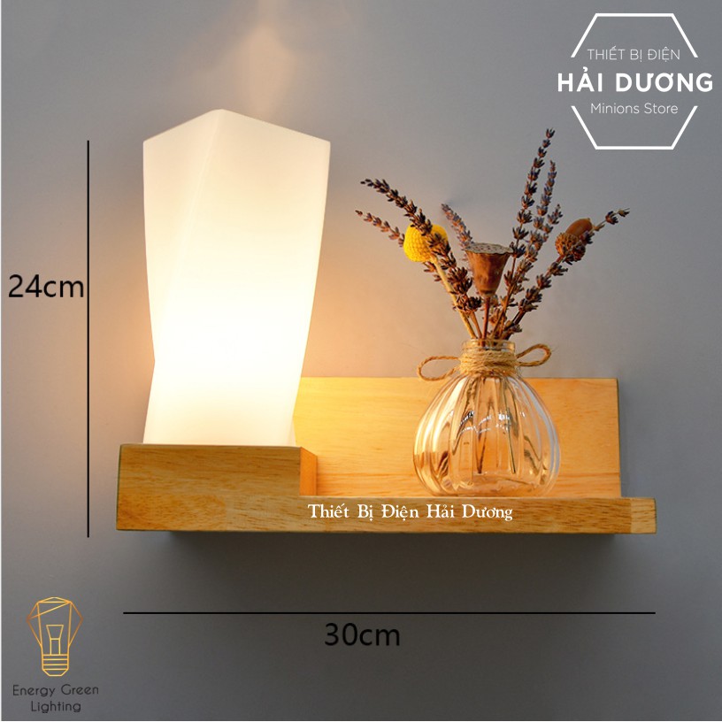 Đèn Tường Kệ Gỗ Chao Thủy Tinh Hiện Đại DT-3024 - Trang Trí Căn Phòng - Energy Green Lighting - Đã Bao Gồm Bóng LED