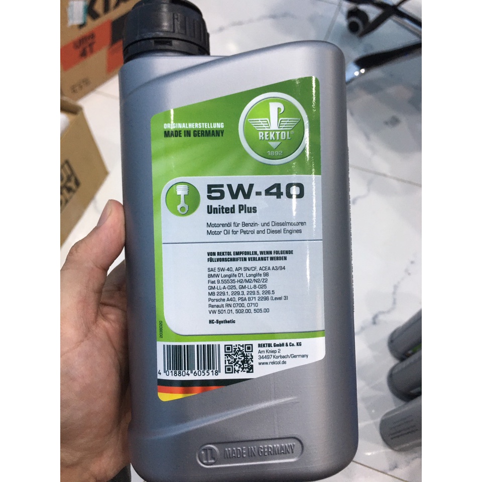 Nhớt Nhập Khẩu REKTOL 5W30 5W40 United Plus 1L Dành cho xe tay ga Full Tổng Hợp