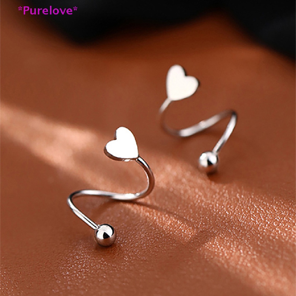 1 Khuyên Tai Hình Ngôi Sao / Trái Tim / Gợn Sóng Mini Bằng Thép Không Gỉ Thời Trang Cho Nữ Mới